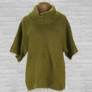 COLDWATER CREEK Green Metallic Cowl Neck Dolman Sweater X-large 16